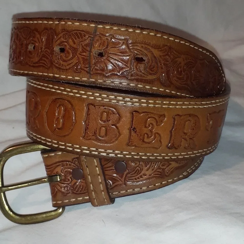 Texan Leather Tooled‎ Personalized Belt ROBERT 38